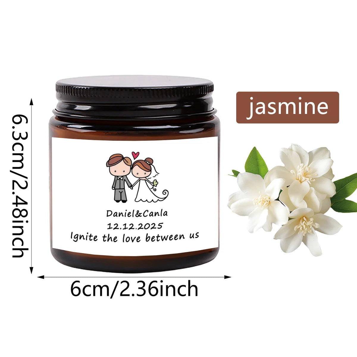 Vela Aromática Personalizada para Lembranças de Casamento — 70 g