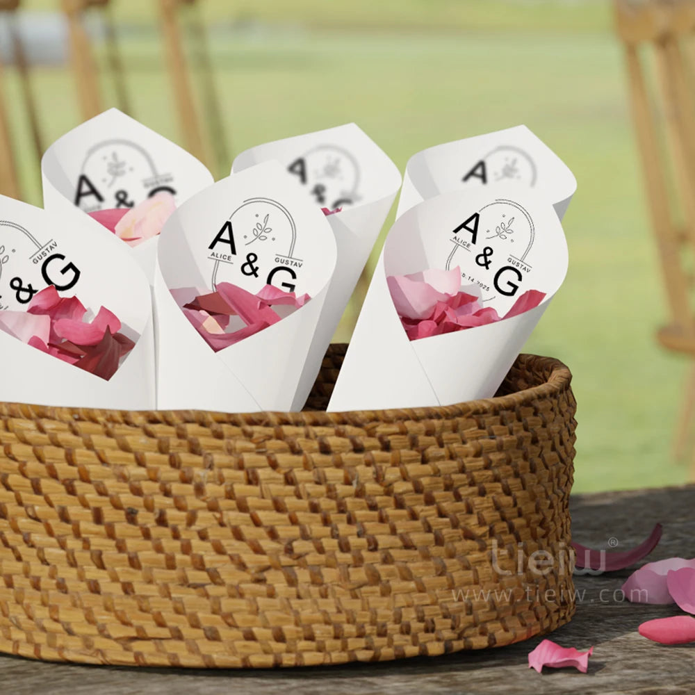 Cones para Confettis Personalizados – Papel Elegante para Casamento