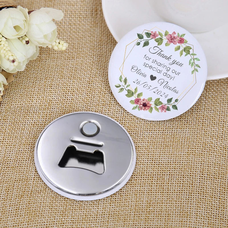 Abridor de Garrafas Magnético Personalizado — Lembranças de Casamento