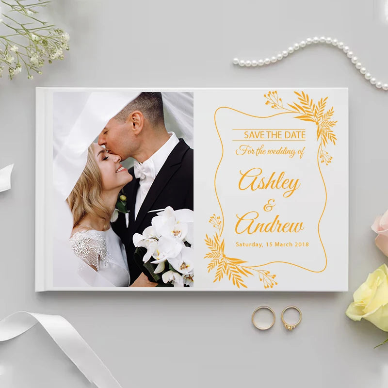 Livro de Honra Personalizado Branco | Álbum Elegante de Assinaturas e Recordações