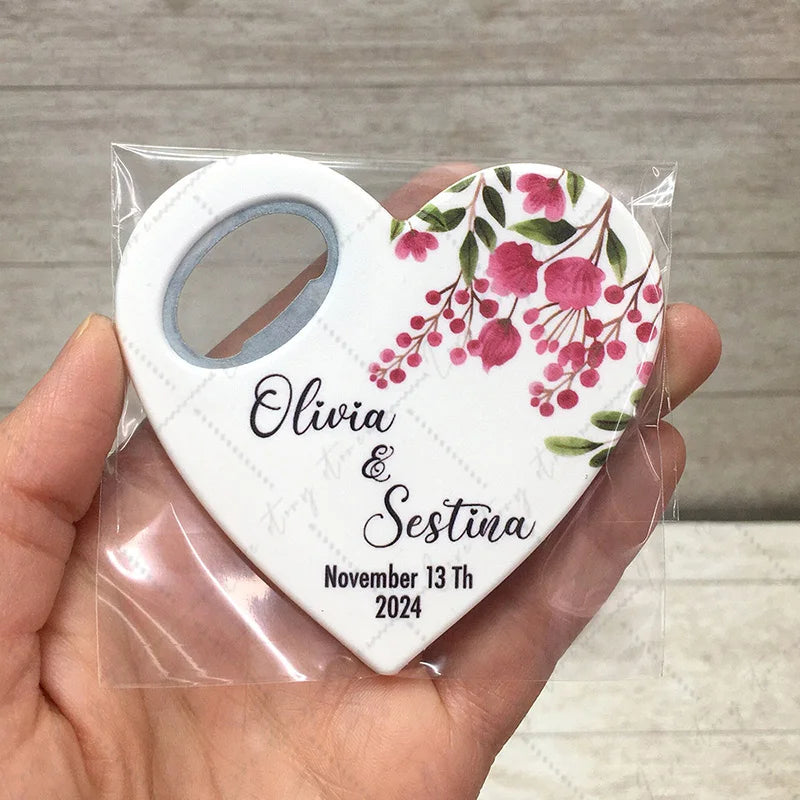Abridor de Garrafas Magnético Personalizado UV — Lembrança de Casamento