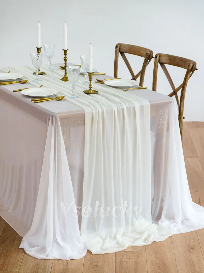 Caminho de Mesa em Gaze Luxuosa – Decoração para Casamentos e Eventos