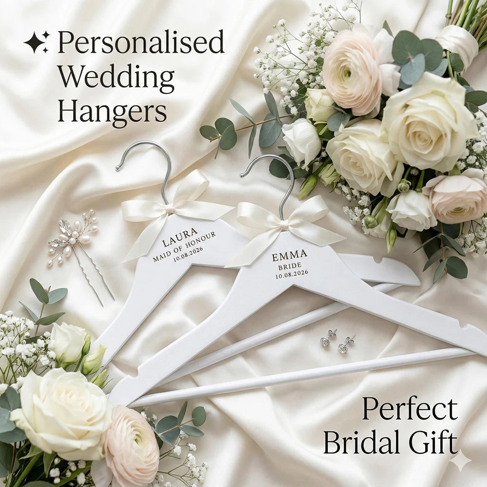 Cabide de Madeira Gravado Personalizado – A Recordação Perfeita para o Seu Casamento