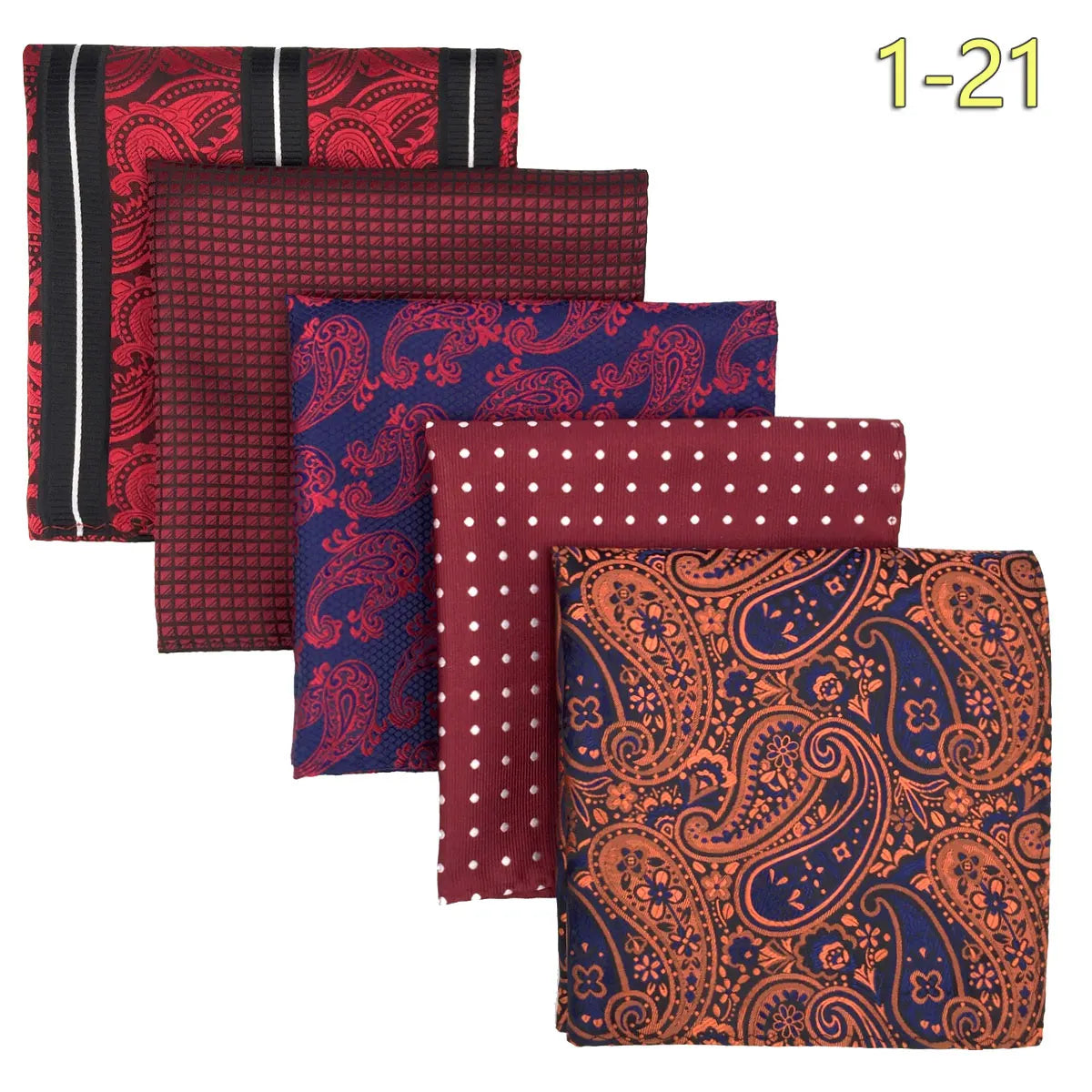 Conjunto de 5 Lenços de Bolso para Homem