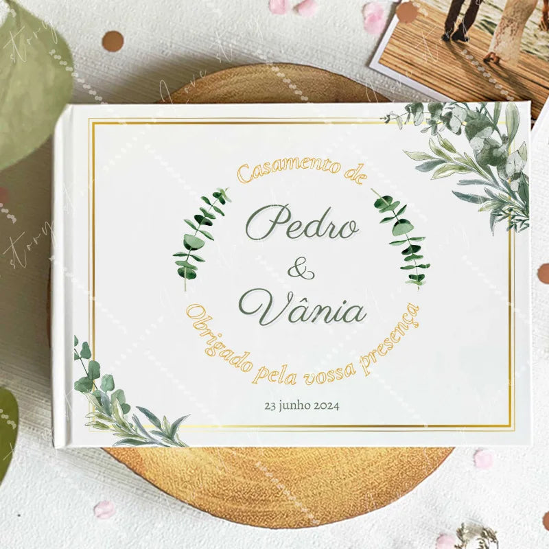 Livro de Honra Branco Personalizado | Livro de Assinaturas para Casamento