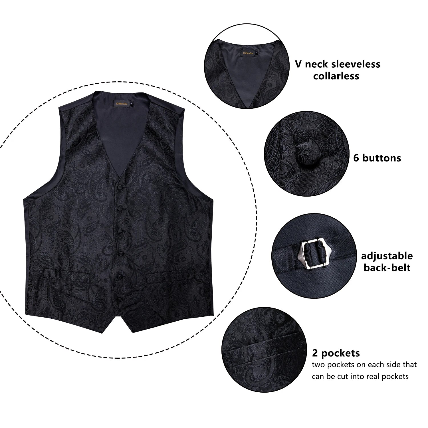 Conjunto Formal Masculino Preto Paisley