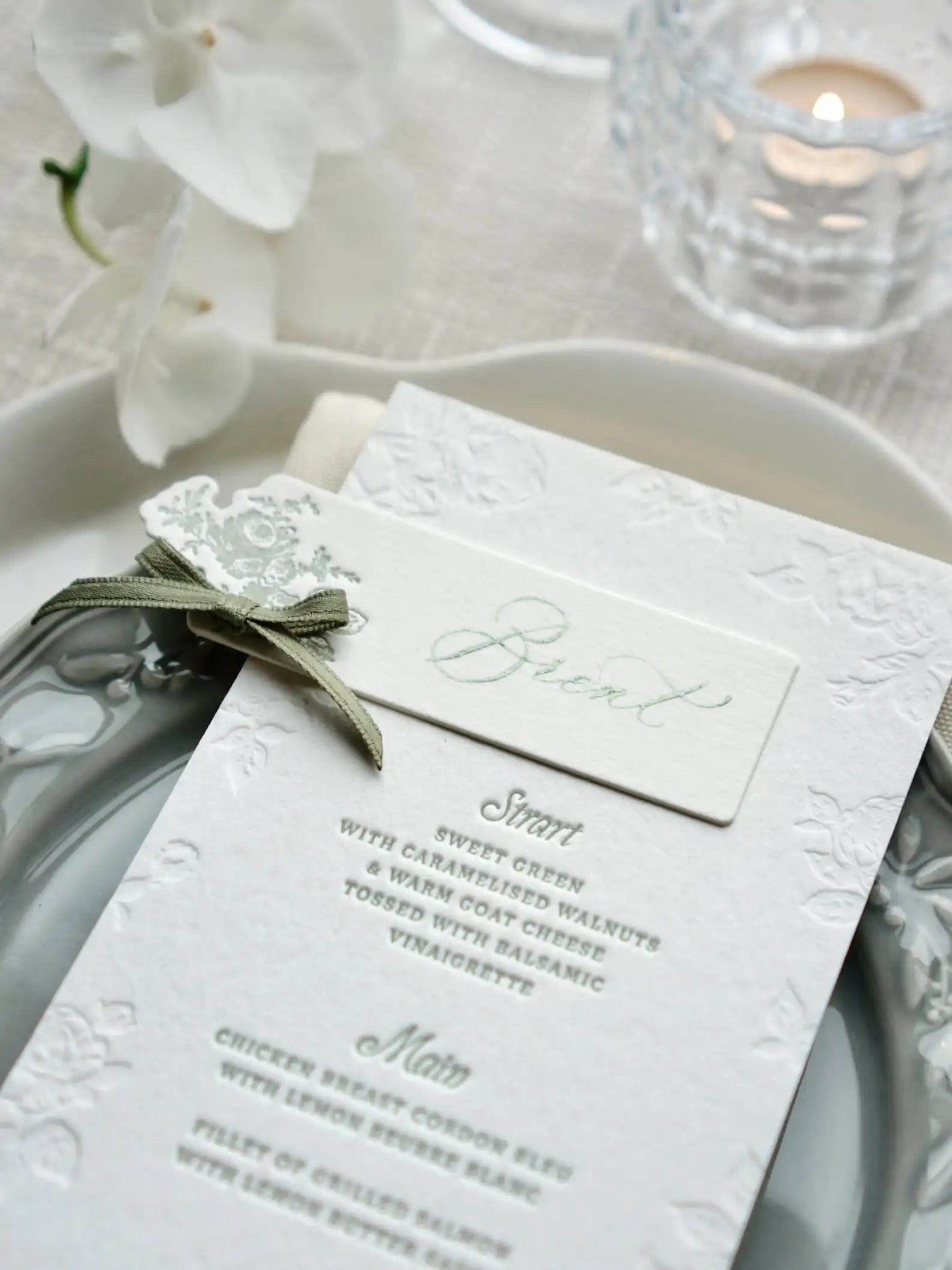 Menus de Casamento Letterpress Personalizados