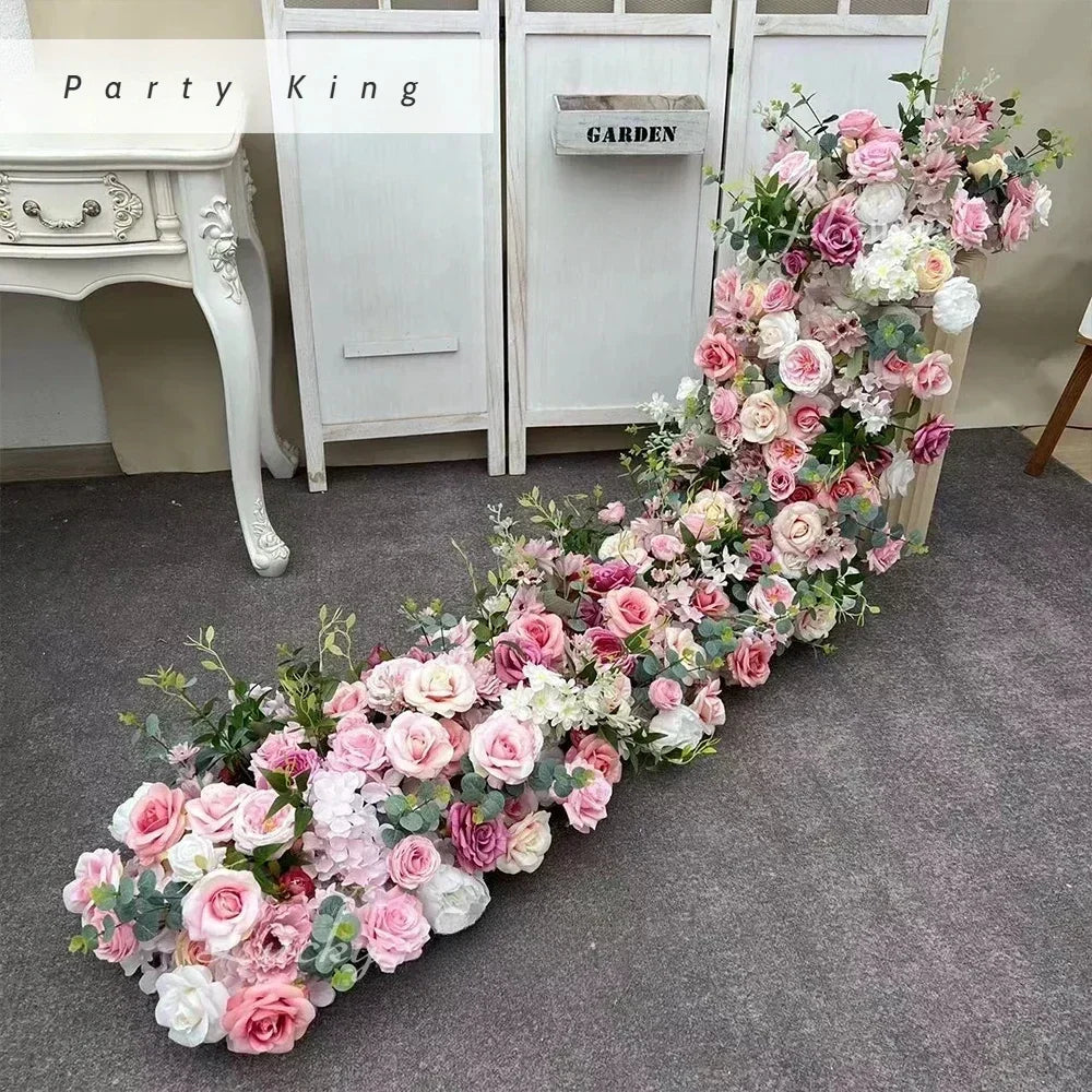 Arranjo Floral Artificial Luxo 2 m – Rosas em Seda para Mesas, Arcos e Casamentos