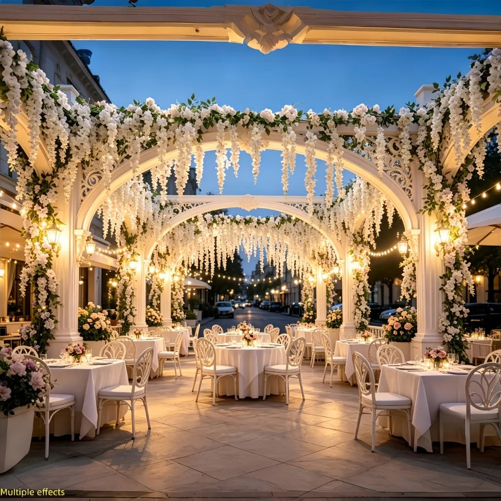 Conjunto de 22 Flores Pendentes Brancas – Rosas e Orquídeas para Parede e Casamento