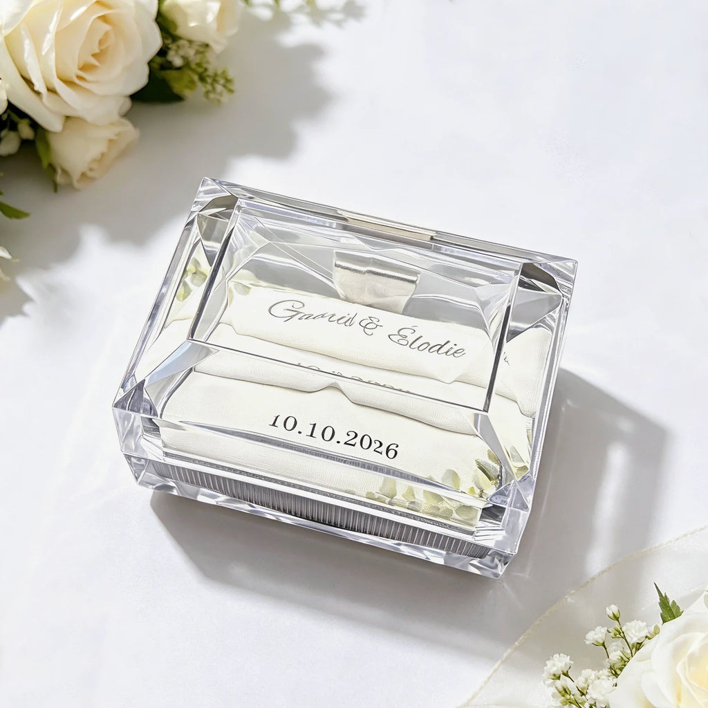 Custom wedding ring box for 2 rings Personalized Acrylic Ring Box for bride and groom before church Ring Box for the Wedding