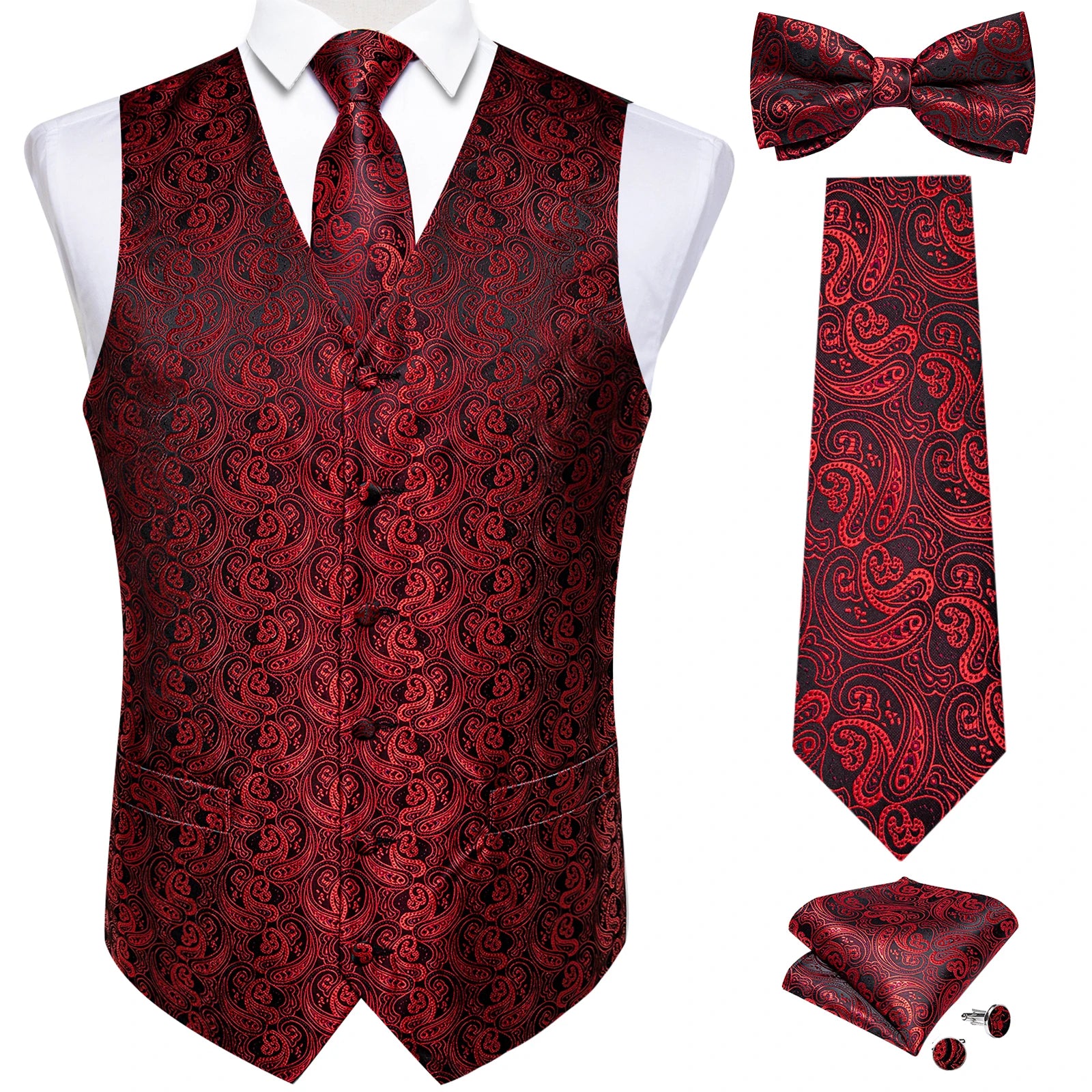 Conjunto Formal Masculino Preto Paisley