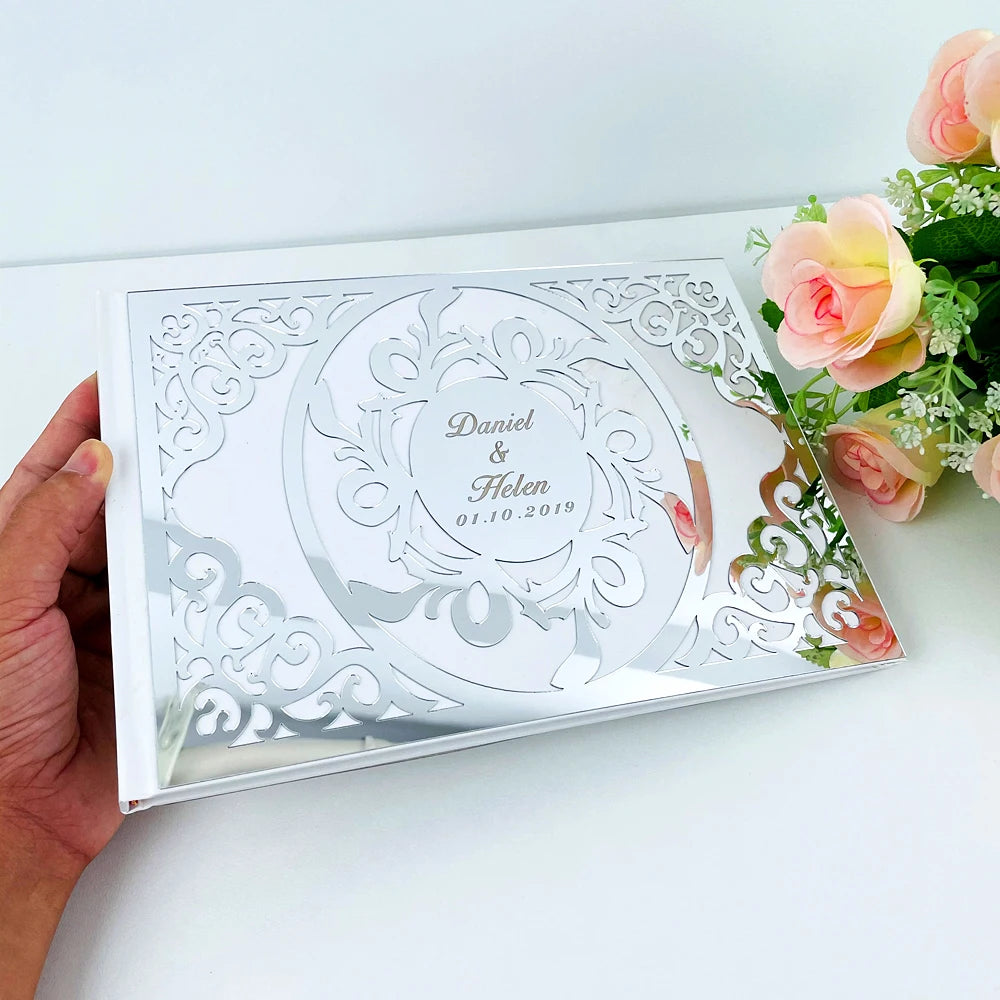 Livro de Honra Personalizado com Acabamento Espelhado | Dourado ou Prateado