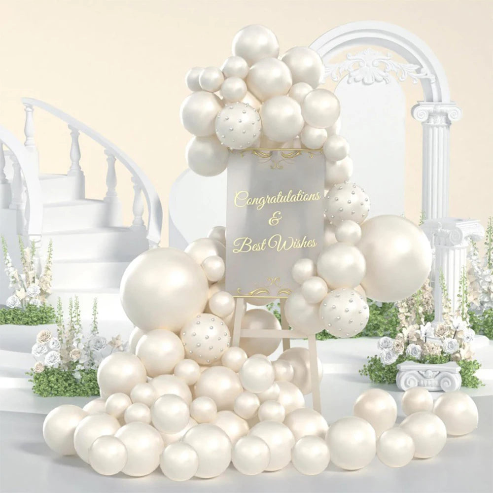 Balões Pérola Branco Leite – 13 cm, 25 cm e 30 cm | Decoração para Casamentos e Festas