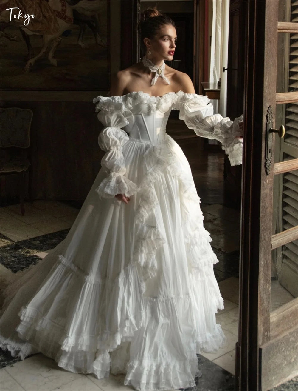 Vestido de Noiva Tokyo White com Mangas Removíveis — Elegância em Cada Detalhe