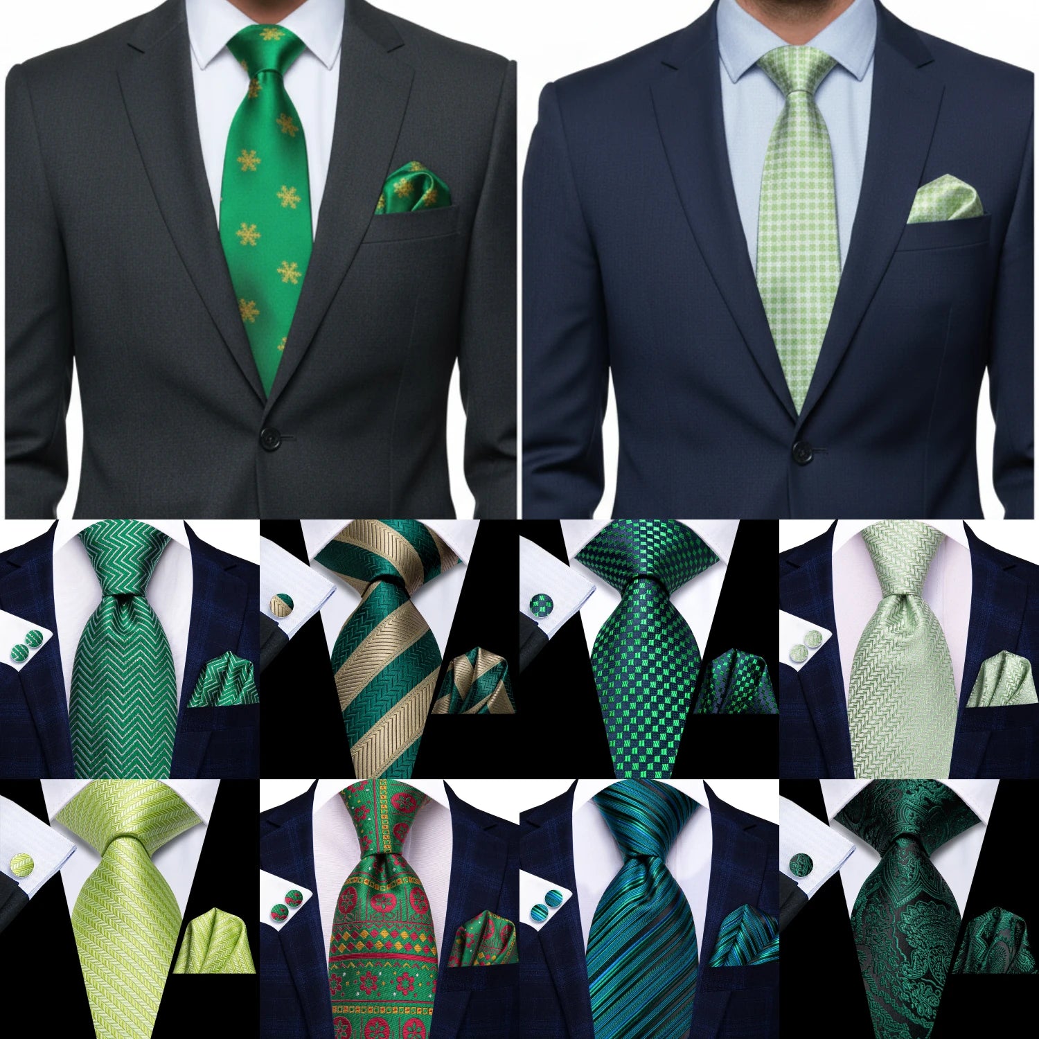 Conjunto Premium de Gravata Verde para Homem