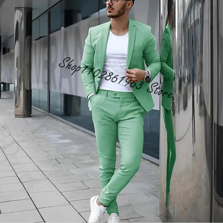 Fato Masculino Cinzento – Conjunto de 2 Peças para Casamento e Eventos Formais