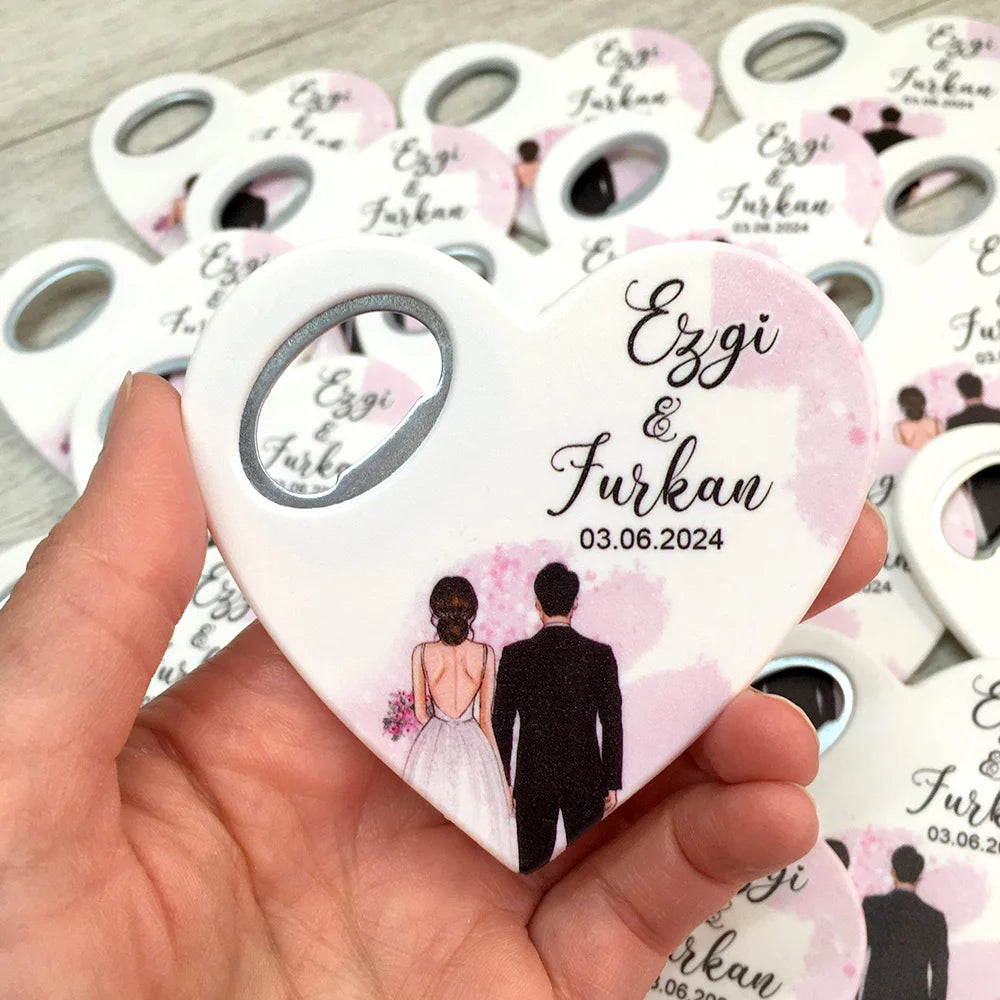 Abridor de Garrafas Magnético Personalizado UV — Lembrança de Casamento