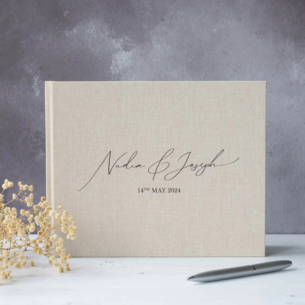 Livro de Honra em Linho Personalizado | Álbum Polaroid para Casamento e Noivado