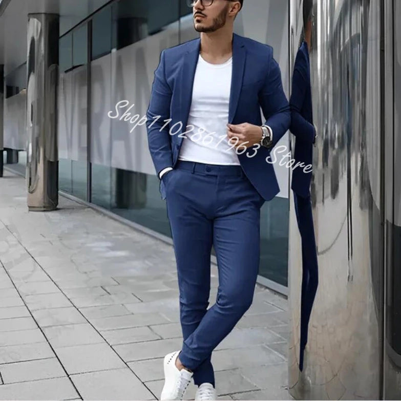 Fato Masculino Cinzento – Conjunto de 2 Peças para Casamento e Eventos Formais