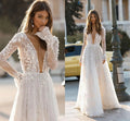 Vestido de Noiva Isadora — Boho com Decote V Profundo e Renda Floral 3D