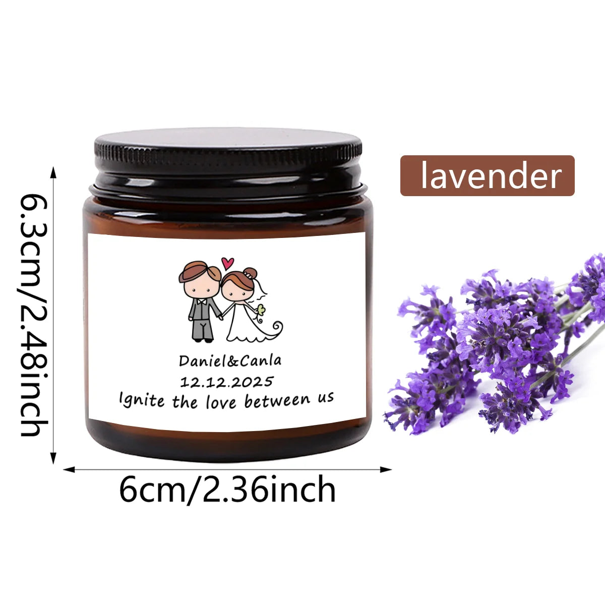 Vela Aromática Personalizada para Lembranças de Casamento — 70 g