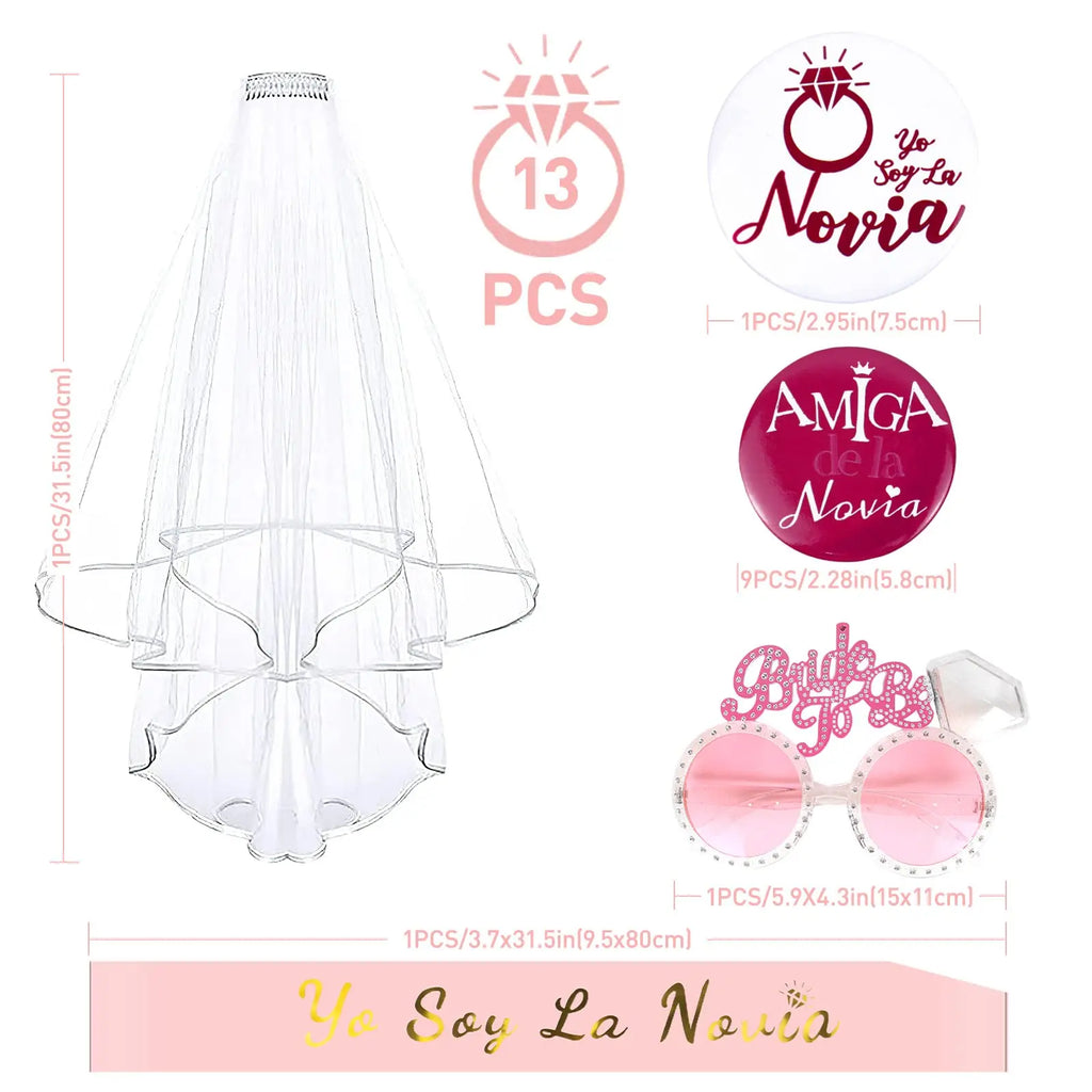 Kit Bride to Be 13 Peças – Acessórios para Despedida de Solteira