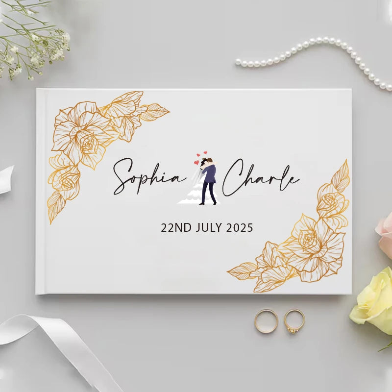 Livro de Honra Personalizado Branco | Álbum Elegante de Assinaturas e Recordações