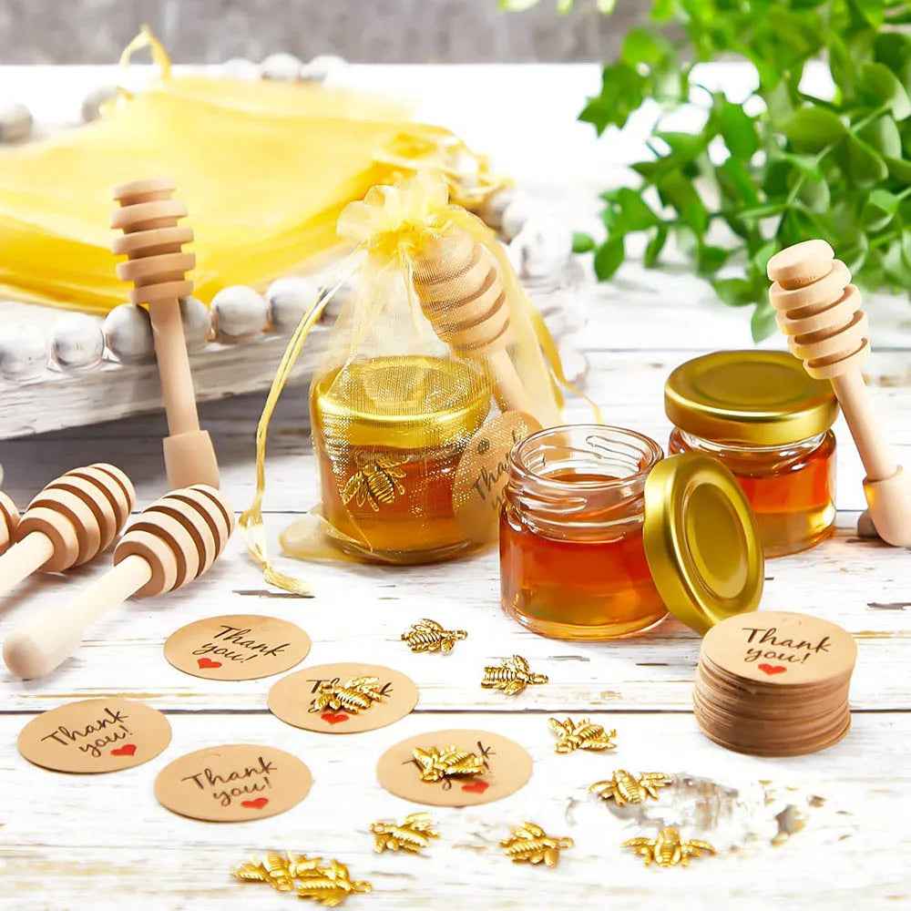Mini Potes de Vidro para Mel Personalizados — Lembrança de Casamento (1 oz)