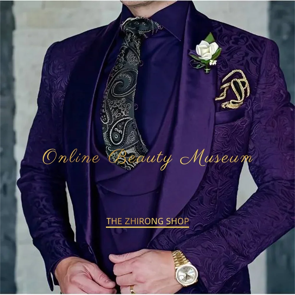 Fato Premium Jacquard de 3 Peças para Homem