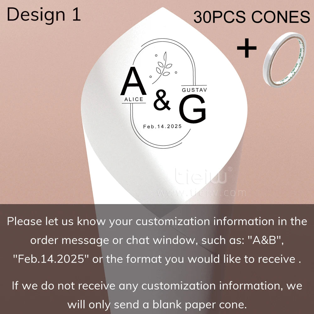 Cones para Confettis Personalizados – Papel Elegante para Casamento