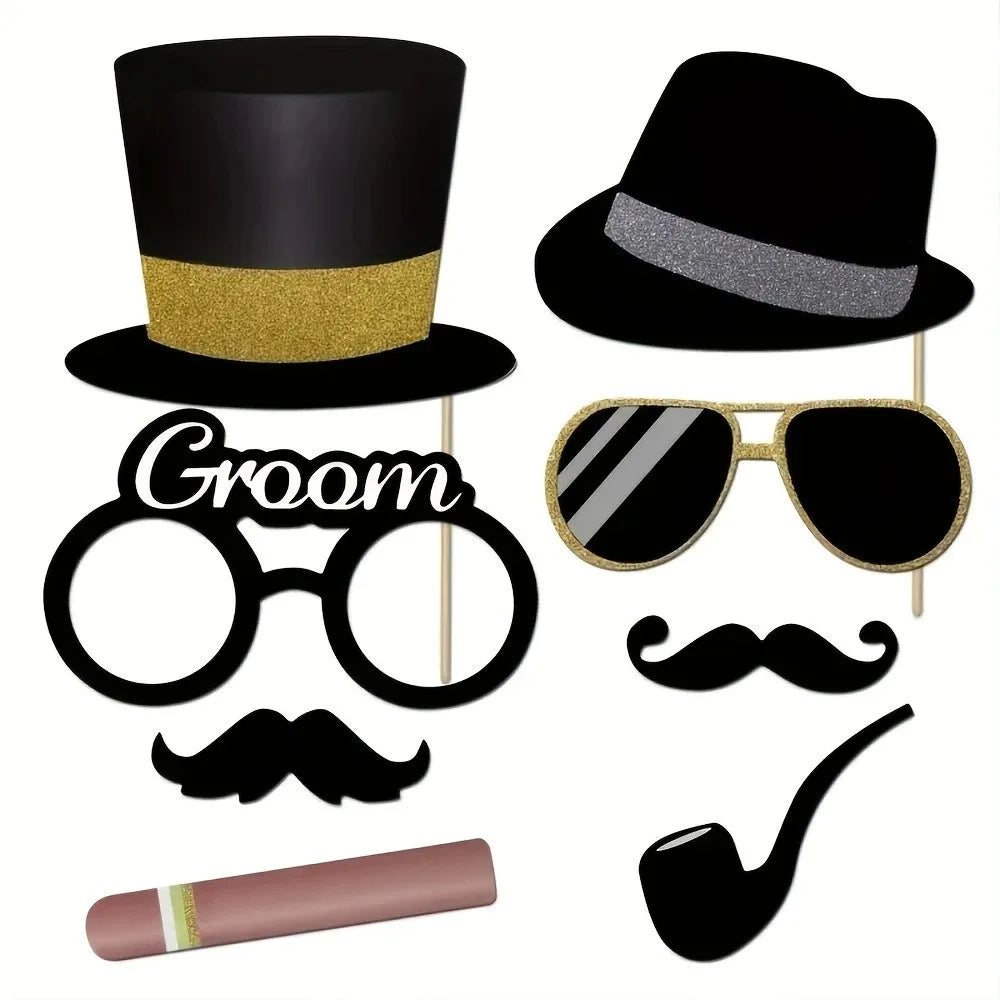 Kit com 31 Acessórios para Fotografias de Casamento – Bride, Groom, Mr & Mrs