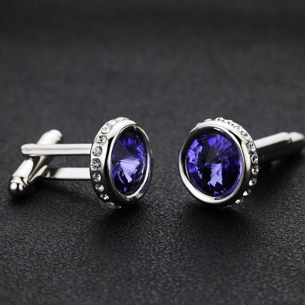 Botões de Punho com Cristal Azul