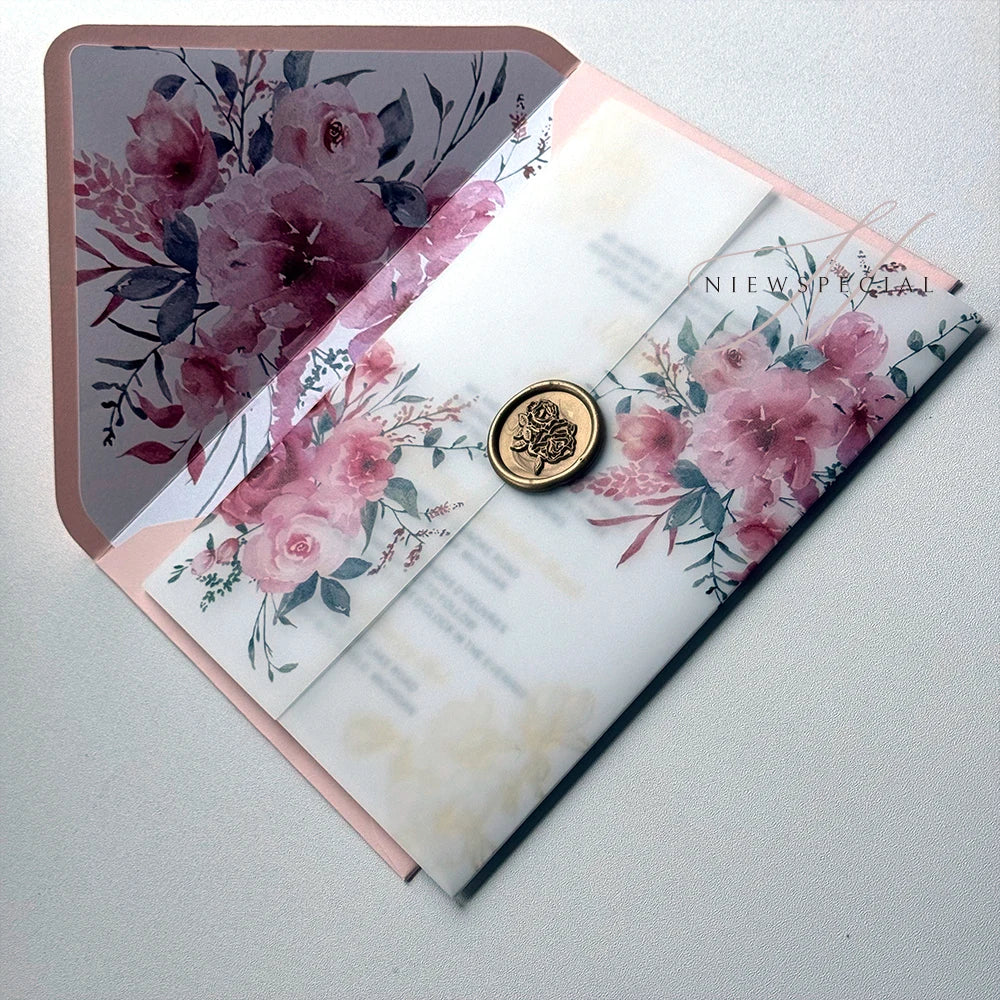 Conjunto de Convites Florais Premium – Pack de 10