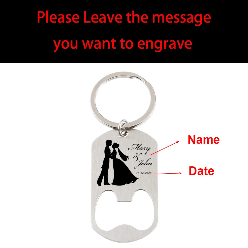 Abridor de Garrafas Personalizado – Chaveiro Lembrança de Casamento