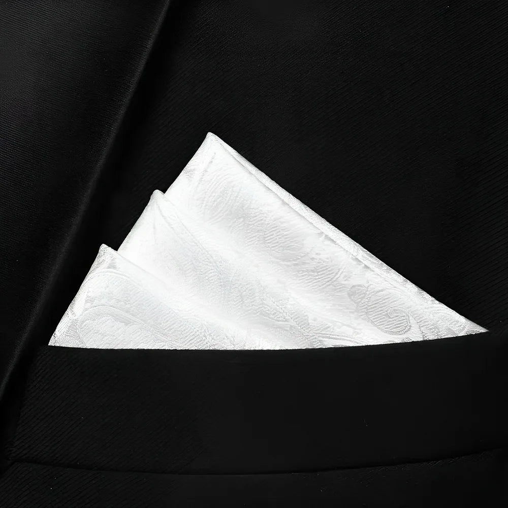 Lenço de Bolso Branco às Riscas para Homem