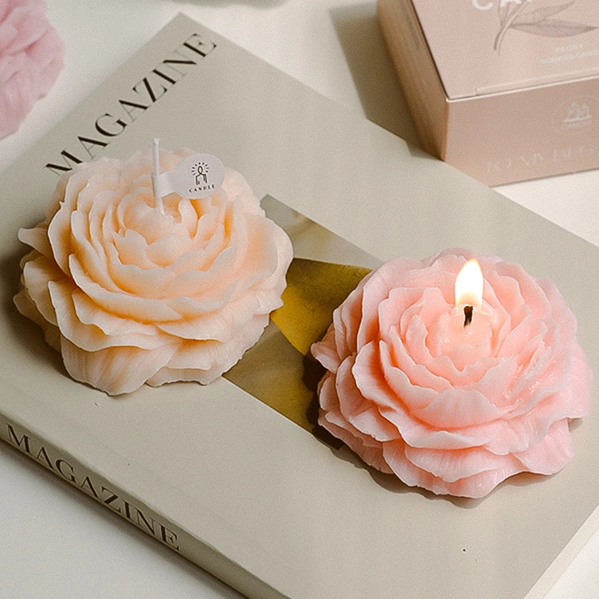 Vela Aromática 3D em Forma de Peónia para Decoração e Lembranças