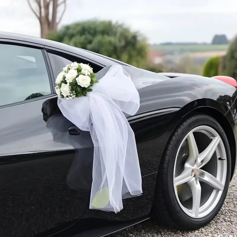 Tule “Just Married” para Carro de Casamento – Pack de 4 Peças