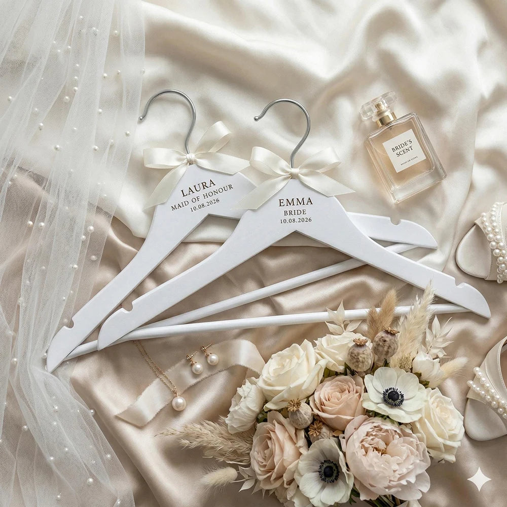Cabide de Madeira Gravado Personalizado – A Recordação Perfeita para o Seu Casamento