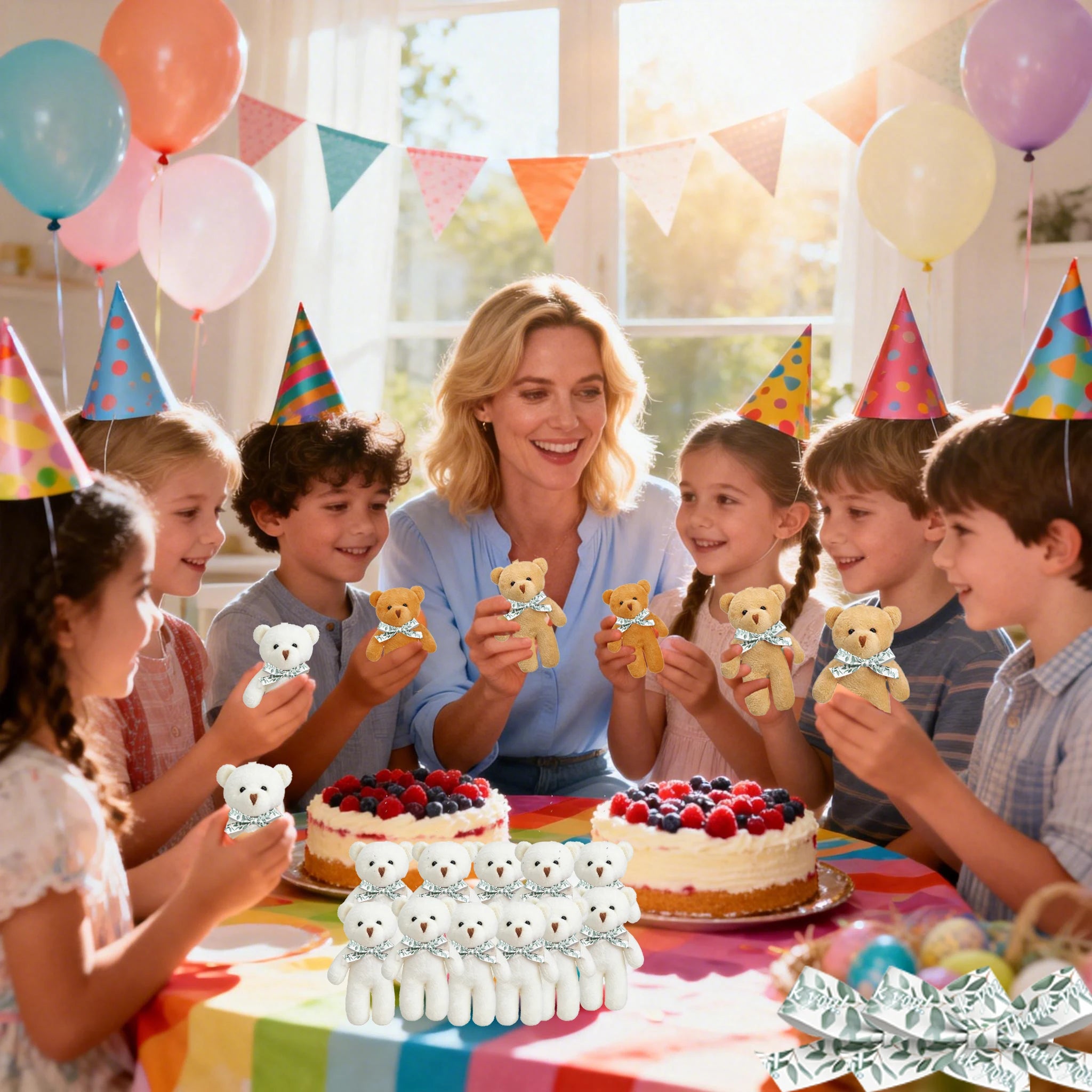 Mini Ursinhos com Chaveiro e Tag de Agradecimento