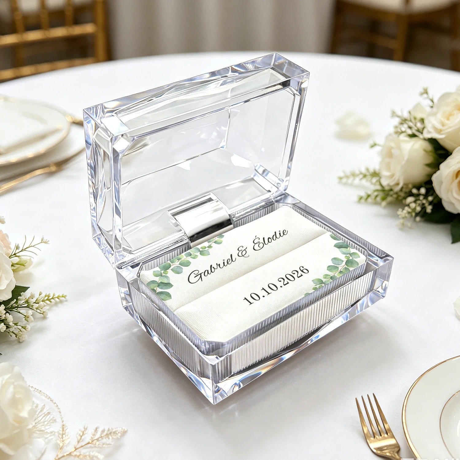 Custom wedding ring box for 2 rings Personalized Acrylic Ring Box for bride and groom before church Ring Box for the Wedding