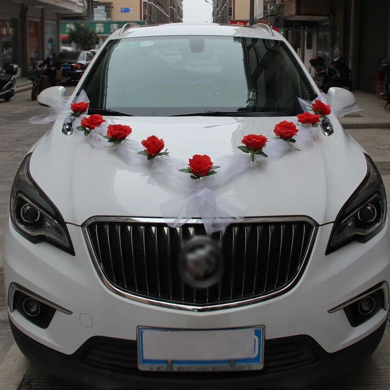 Rosa Artificial Branca em Seda – Decoração para Carro de Casamento