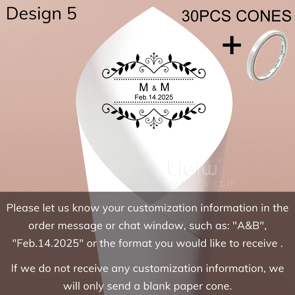 Cones para Confettis Personalizados – Papel Elegante para Casamento