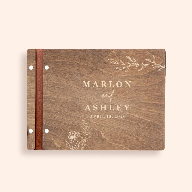 Livro de Honra em Madeira Personalizado A4/A5 | Álbum de Assinaturas, Fotografias e Recordações