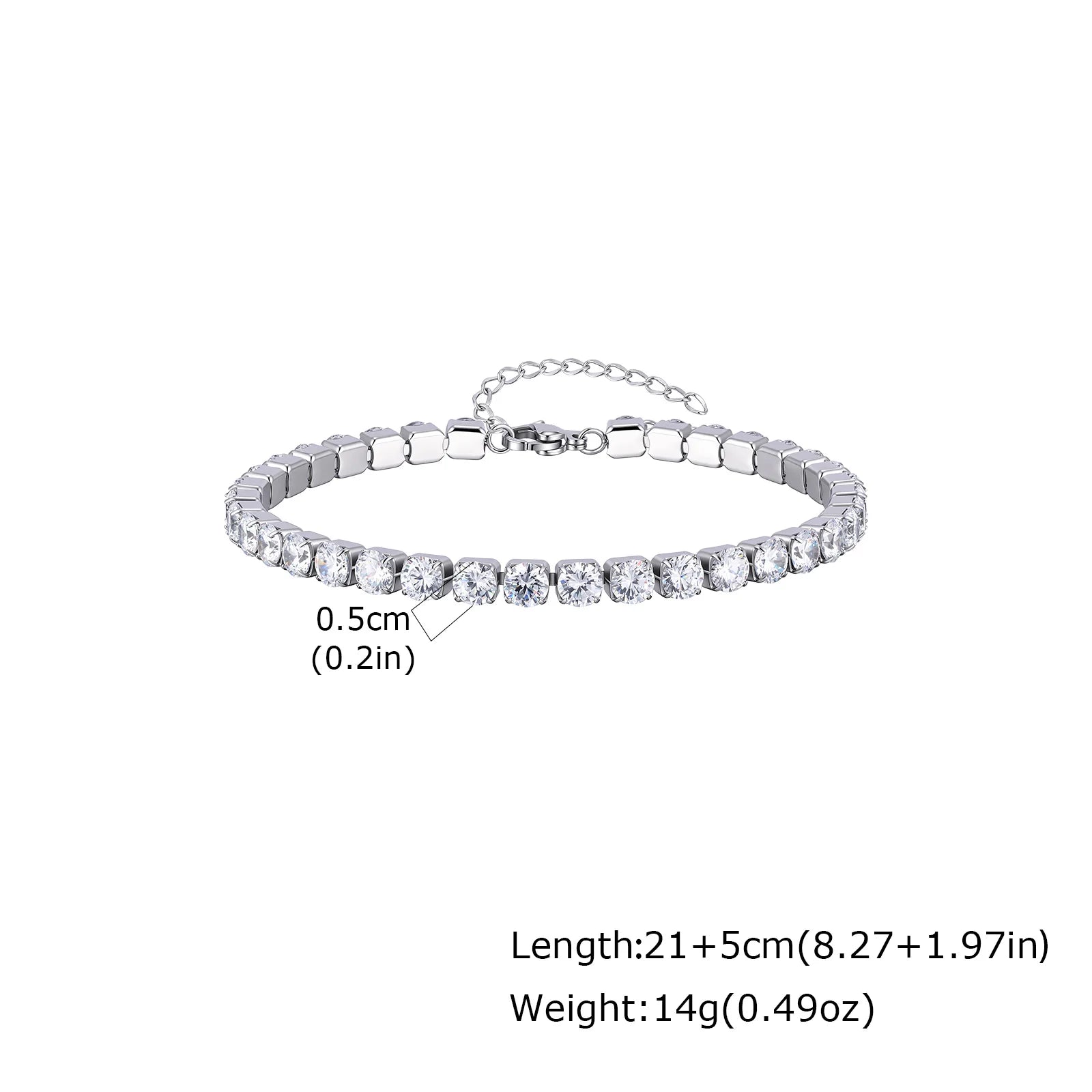 Tornozeleira Tennis com Zircónias – Aço Inoxidável Banhado a Ouro 18K