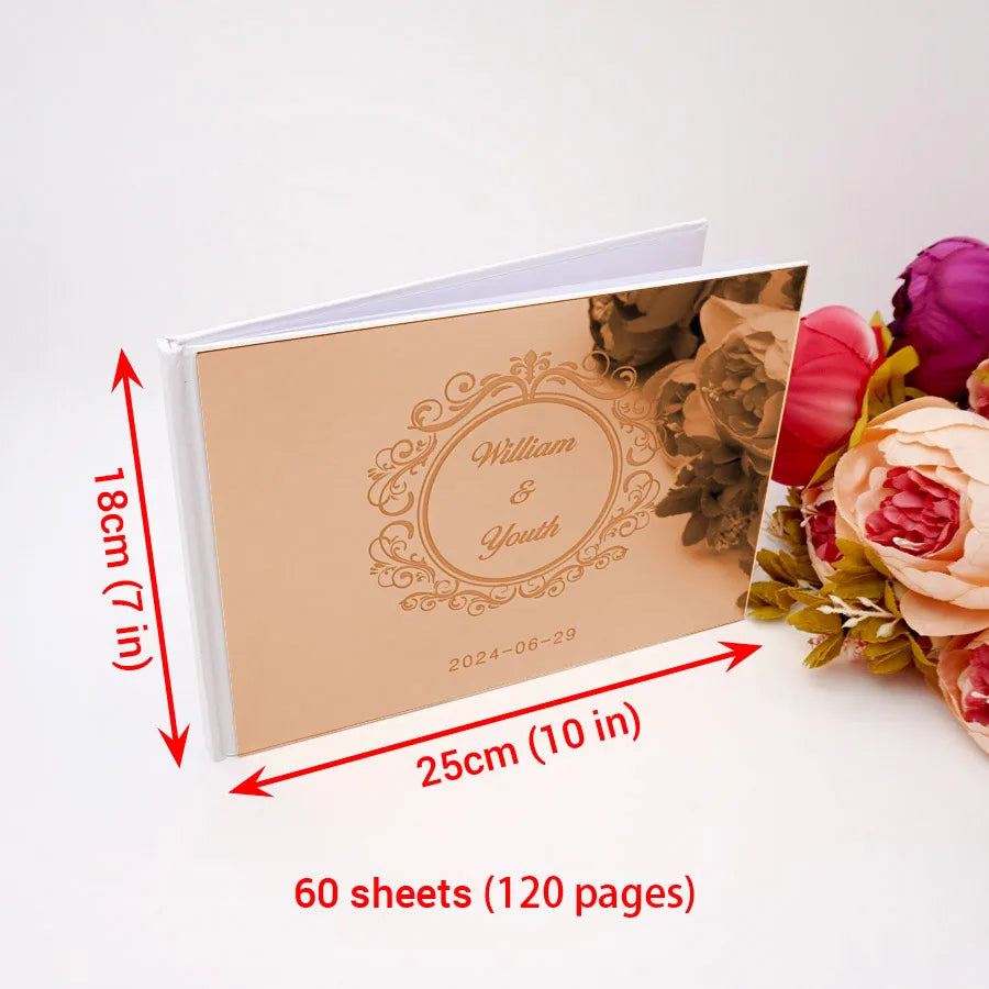 Livro de Honra Personalizado com Capa Gravada em Espelho Dourado