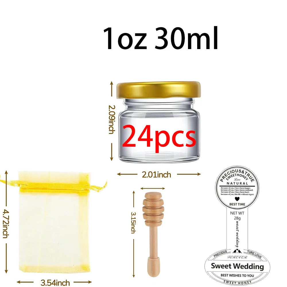 Mini Potes de Vidro para Mel Personalizados — Lembrança de Casamento (1 oz)