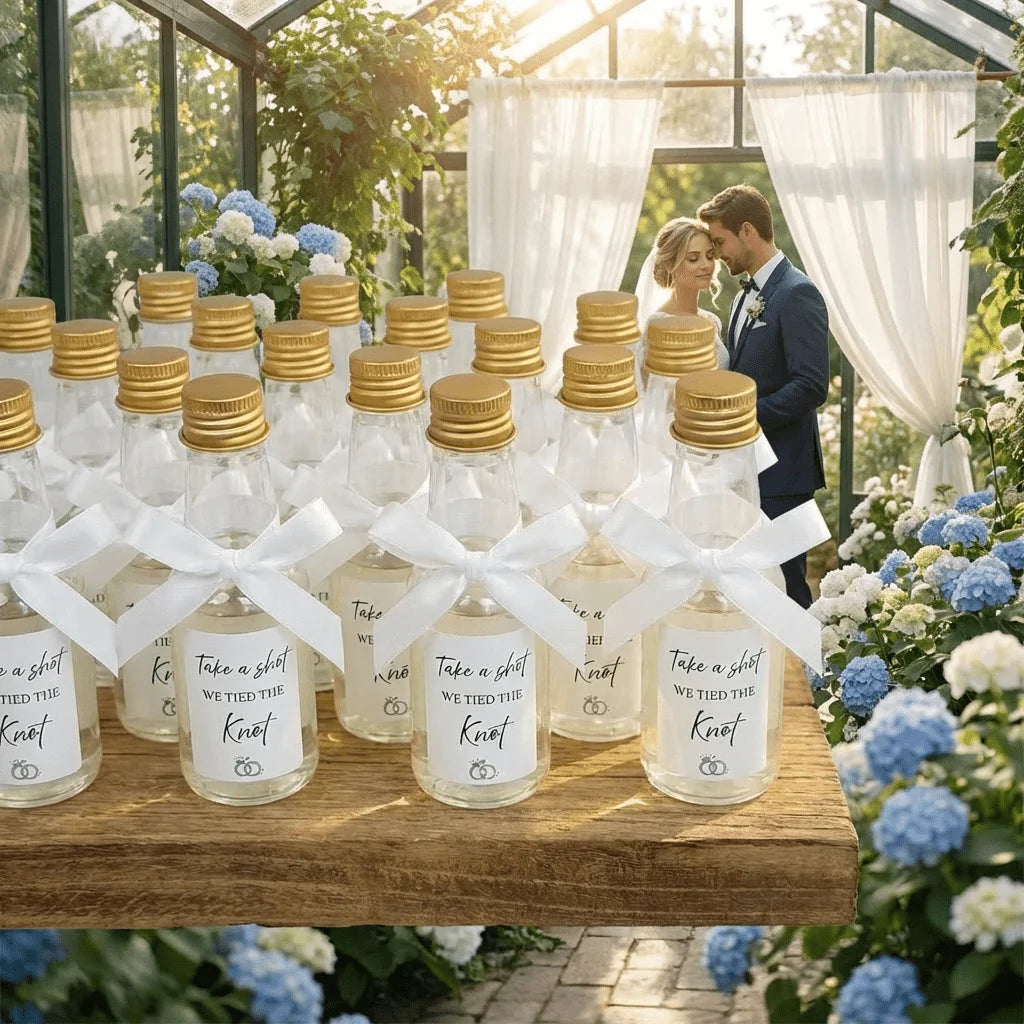 Mini Garrafas de Plástico para Lembranças de Casamento — Kit com 50 Unidades