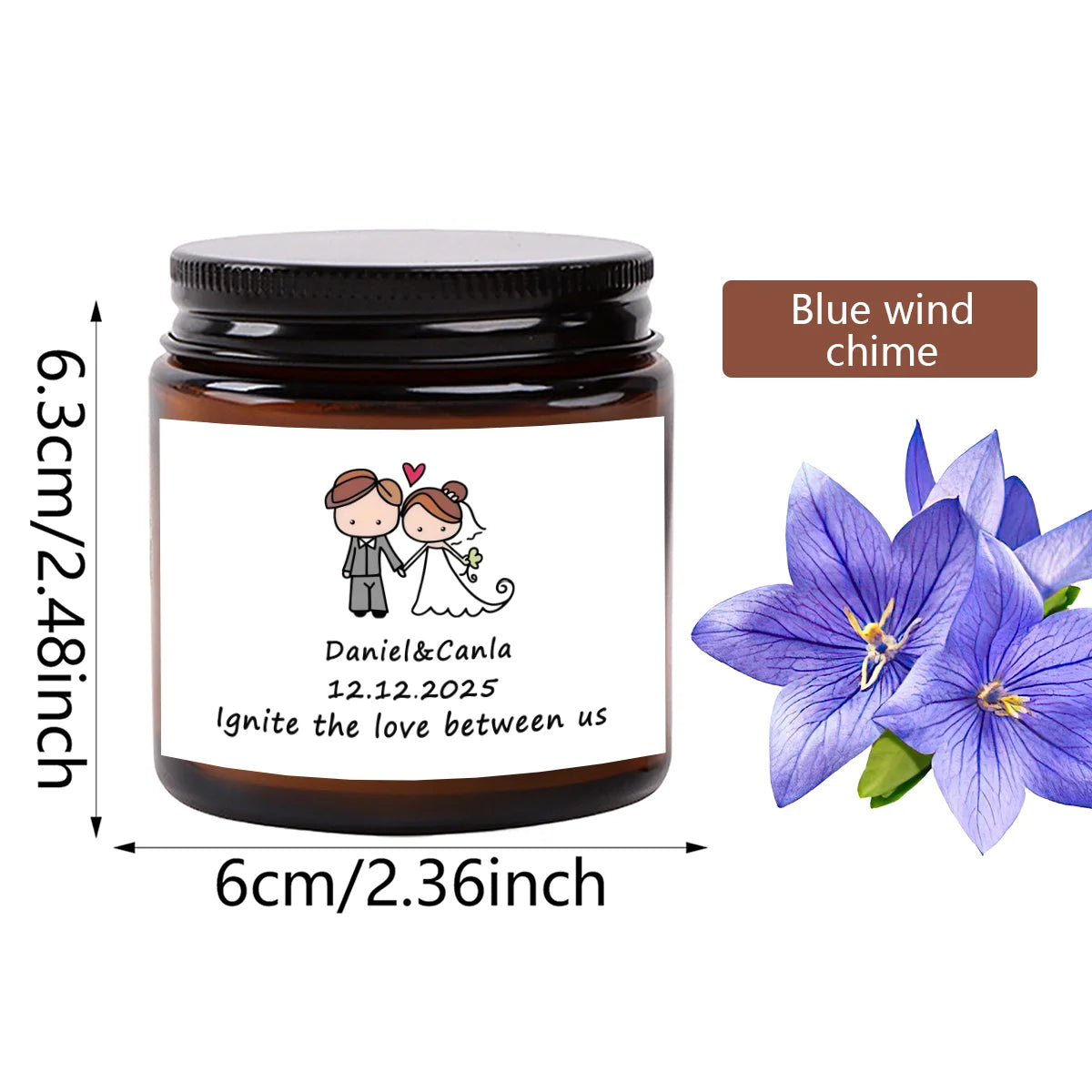 Vela Aromática Personalizada para Lembranças de Casamento — 70 g