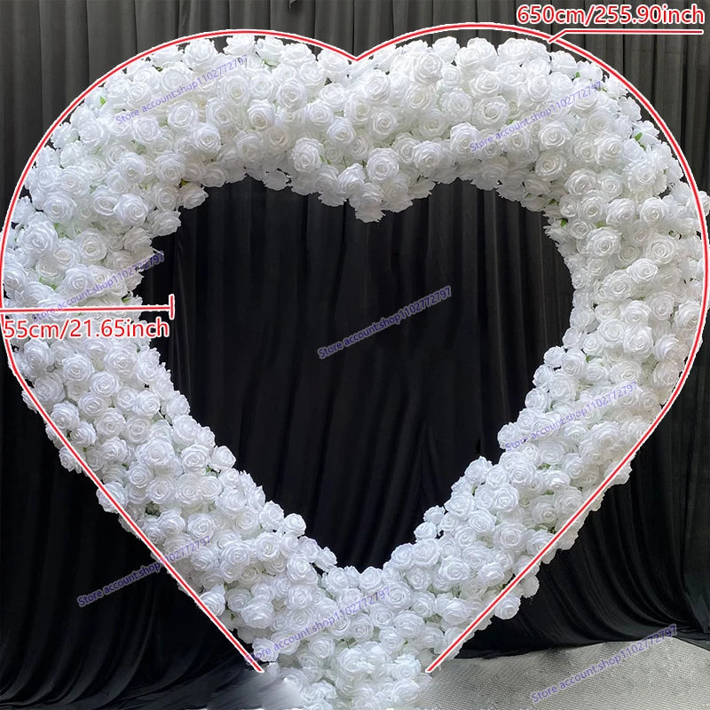 Arco Floral Artificial em Forma de Coração – Decoração Luxuosa para Casamentos