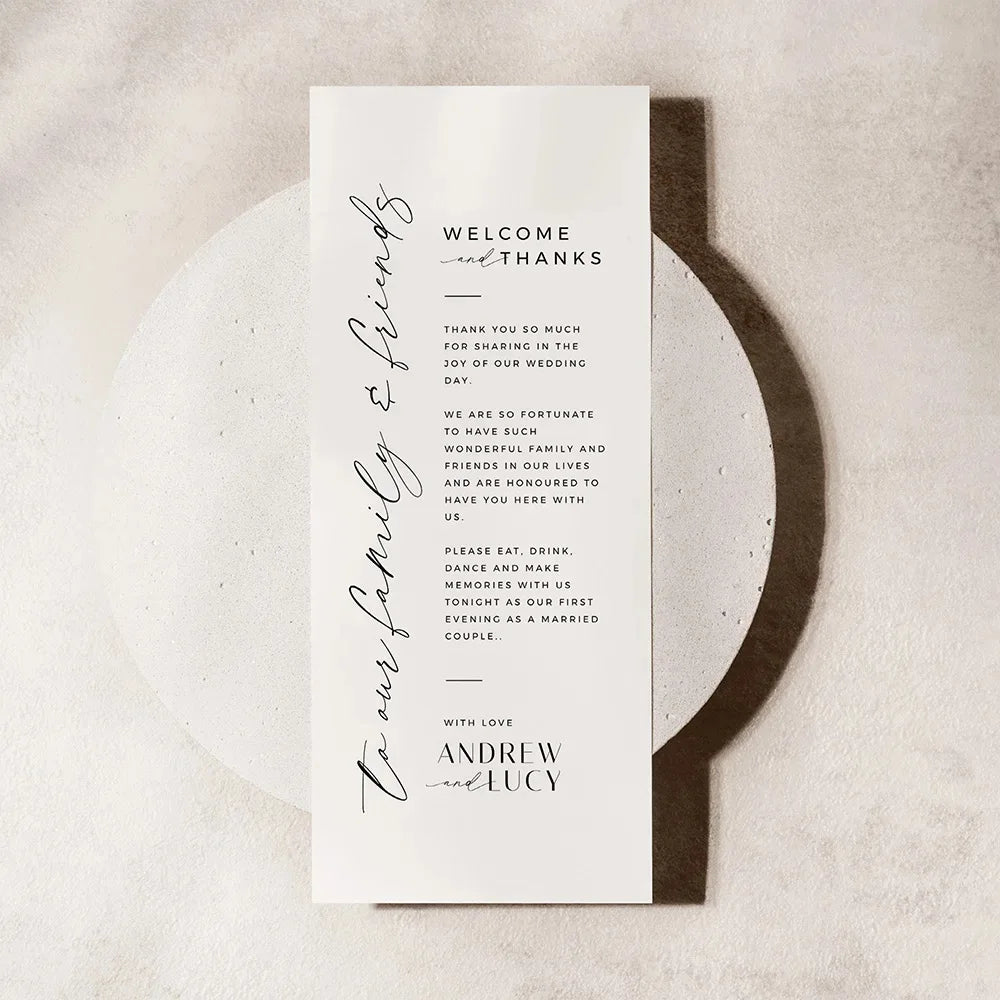 Menus de Casamento Personalizados 4 × 8" – Pack de 50